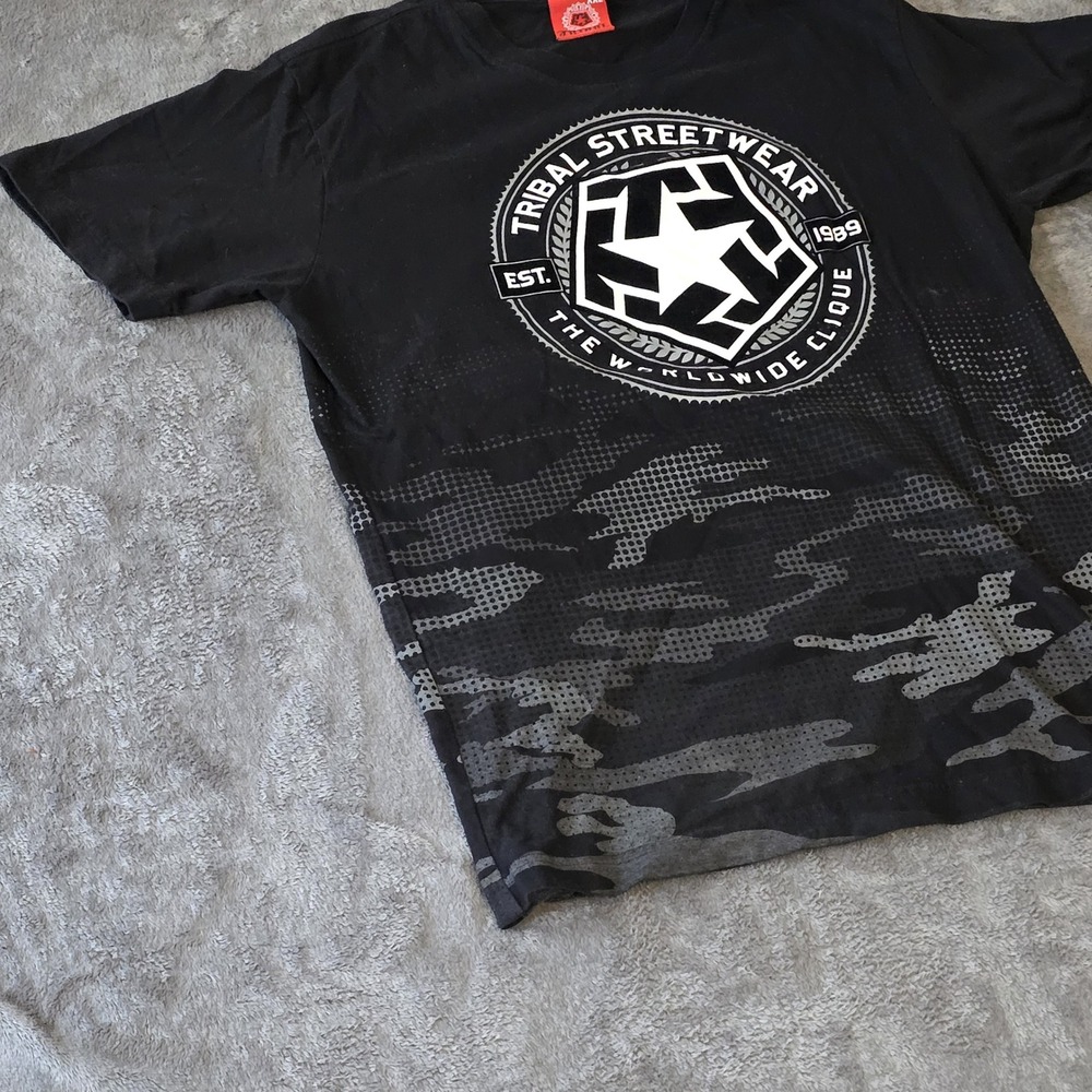 Tribal‎ Streetwear XXL T-Shirt Black Camo Worldwide Clique Graphic Skater Tee - Picture 2 of 15